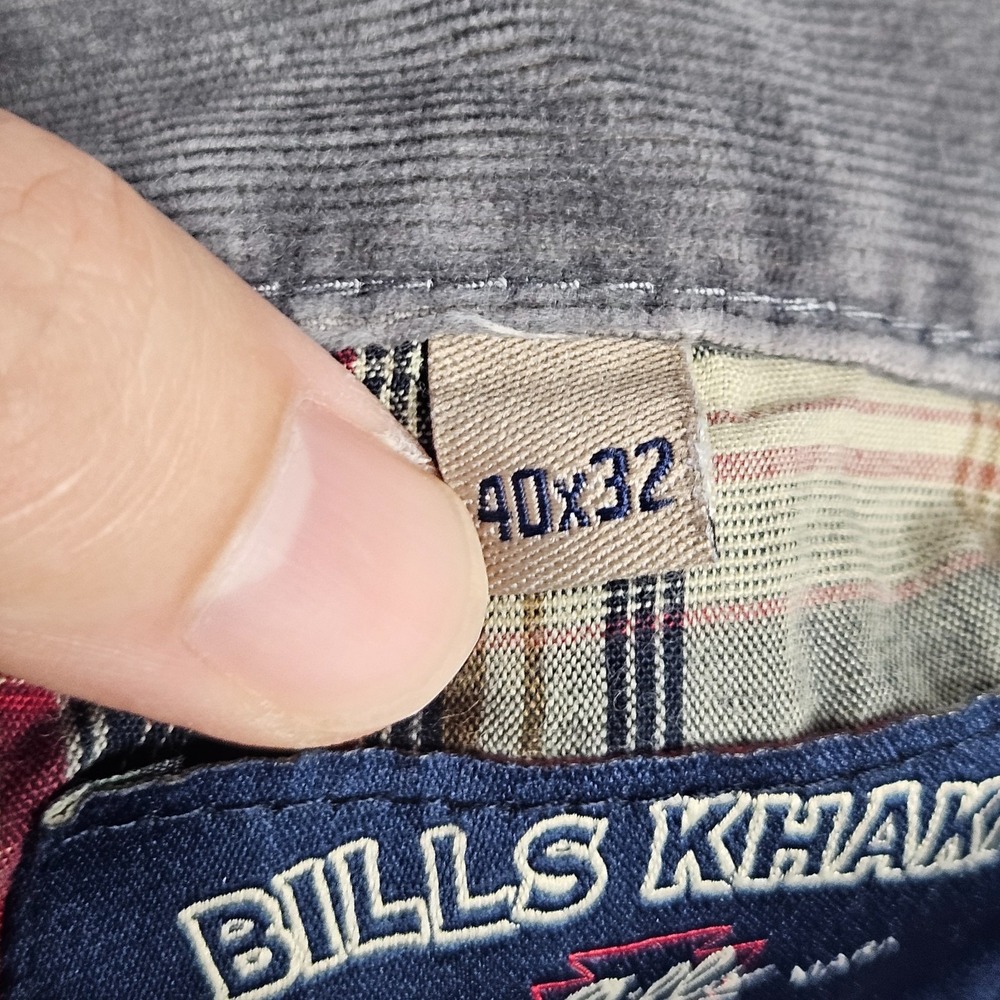 Bills Khakis Pants Mens 42x30 (Fits 40x28) Gray Corduroy Straight Leg Stretch - Picture 4 of 14